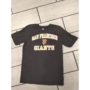 San Francisco Giants Youth T Shirt Black Orange SF Logo Baseball Size L G